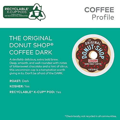 The Original Donut Shop Dark, Single-Serve Keurig K-Cup Pods, Dark Roast Coffee Pods, 72 Count