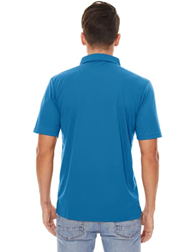 MAGCOMSEN Golf Shirts for Men Polo Shirts Fishing Shirts Hiking T Shirts Casual Shirts Work Shirts Quick Dry Summer Shirts Golf Polo Shirts for Men Workout Shirts Blue Green