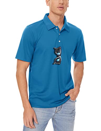 MAGCOMSEN Mens Golf Polo Shirts Short Sleeve Golf Shirts T Shirts for Men Fishing Shirts Work Shirts Casual Shirts for Men Quick Dry Shirts Outdoor Shirt Summer Shirts Blue Green