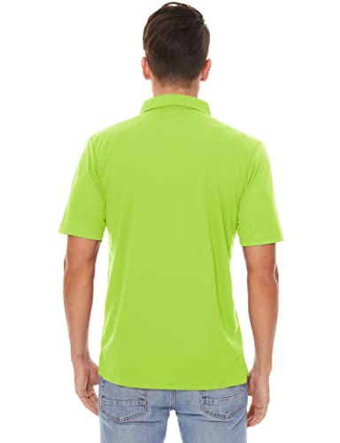 Outdoor Polo Shirts for Men Short Sleeve Golf Shirts Quick Dry Fishing Shirts Work Shirts for Men Casual Collared T-Shirts Golf Polo Shirts for Men Fluorescent Green