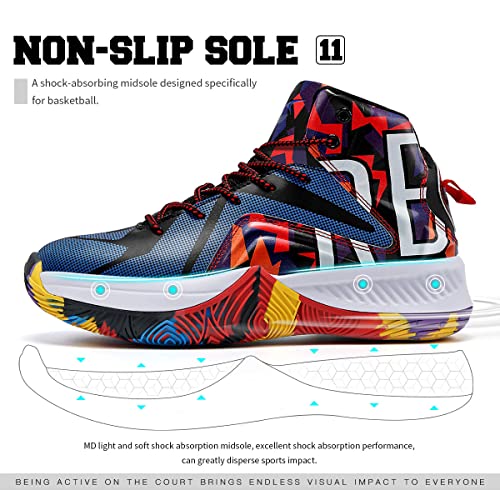 ASHION Mens Basketball Shoes Lightweight Breathable Sneakers Anti Slip Sports Shoes for Running Walking Multicolor 7