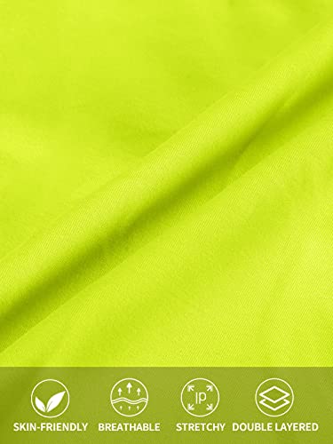 V FOR CITY Women Sleeveless Square Neck Cropped Tank Tops Double Layeres Basic Crop Top Neon Green