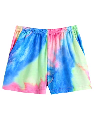 Yiomoroe Youth Girls Tracksuit Tie Dye Outfit Crewneck Keyhole Twist Front T-Shirt and Shorts 2Pcs Summer Sport Outfits