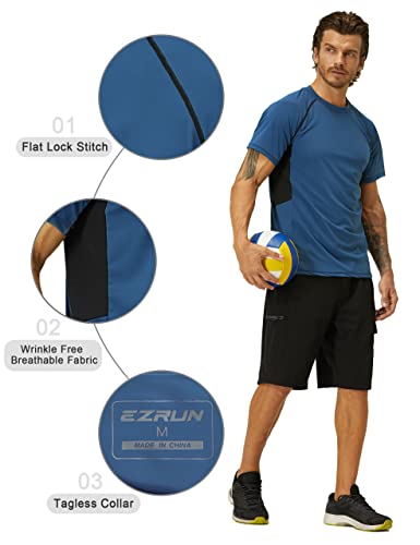 Men's Rash Guard Swim Shirts Summer UPF 50+ UV Sun Protection Quick Dry Beach Fishing Water Shirts T Shirts for Men Navy