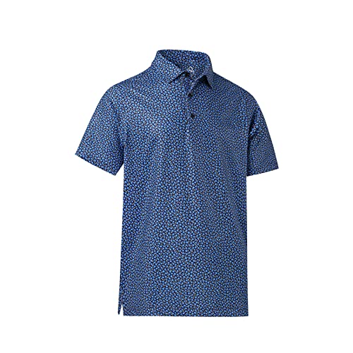 DEOLAX Mens Polo Shirts Fashion Print Golf Polo Shirts Casual Classic Fit Soft Breathable Short Sleeve Polo Shirts Wicking Lightweight Lapel Polo T-Shirt Top Performance Quick Dry Polo Shirts for Men