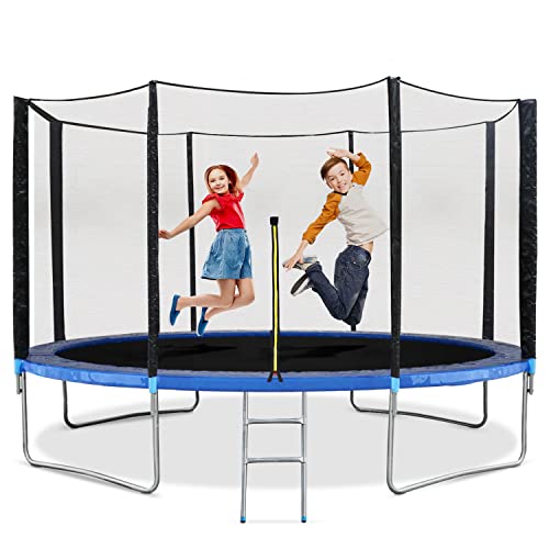 Careboda 14 FT Rebounder for Kids Adults - Cutting-Edge Polypropylene Jumping Mat with Recreation Rebounder Ladder & Enclosure Safety Net Provide Bounce Outdoor or Backyards