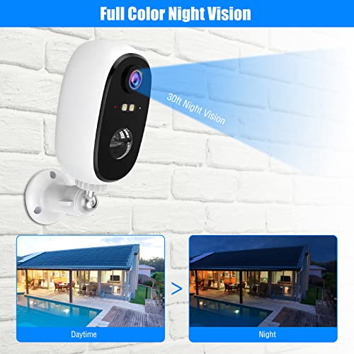 Outdoor Security Camera with 3W Solar Panel, Non-Stop Energy Supply Rechargeable Battery Camera Home Surveillance Camera, IP65 Waterproof Motion Detection Color Night Vision