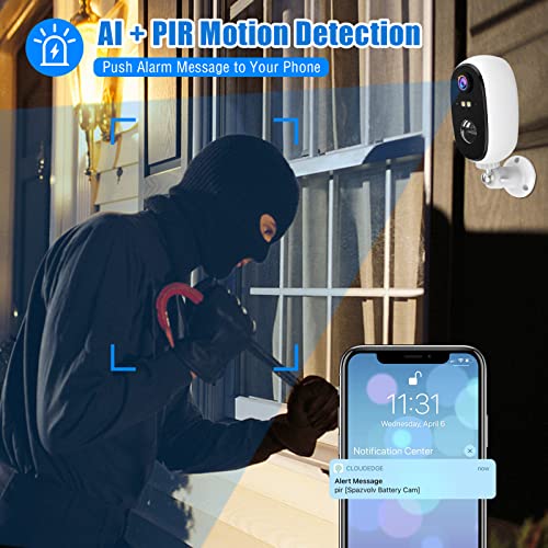 Outdoor Security Camera with 3W Solar Panel, Non-Stop Energy Supply Rechargeable Battery Camera Home Surveillance Camera, IP65 Waterproof Motion Detection Color Night Vision