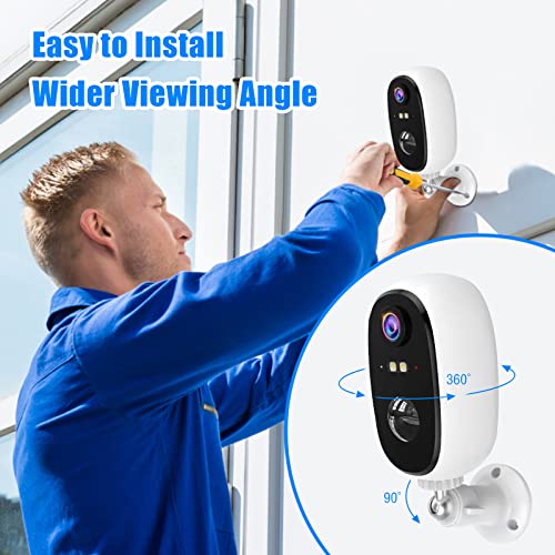 Outdoor Security Camera with 3W Solar Panel, Non-Stop Energy Supply Rechargeable Battery Camera Home Surveillance Camera, IP65 Waterproof Motion Detection Color Night Vision