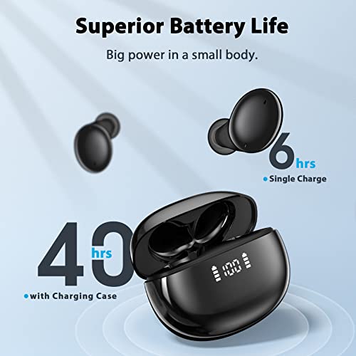 CAPOXO Wireless Earbuds Bluetooth Headphones 40Hrs Playtime with Wireless Charging Case&Dual LED Power Display, IPX7 Waterproof Earphones, TWS in Ear Stereo Headset Built-in Mic for iPhone/Android