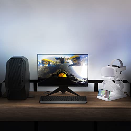 CNBEYOUNG Charging Dock Station Compatible with Meta Oculus Quest 2,VR Headset Display Stand Mount and Controller Holder,Wireless Charger Compatible with iPhone Series,Apple Watch Series&Airpods Pro