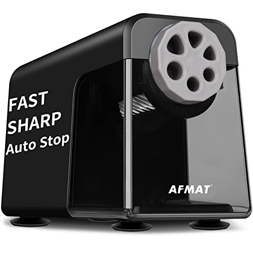 Electric Pencil Sharpener Heavy Duty, 6 Holes, Auto Stop Electric Pencil Sharpener for School, Classroom Electric Sharpener for 6-10.2mm Pencils, 7000 Sharpening Times, Do not Eat up Colored Pencils