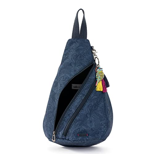 Sakroots On The Go Sling Backpack in Nylon Eco Twill, Main Zipper Closure, Made from Recycled Materials, Indigo Spirit Desert