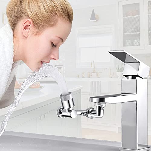 FIRMER Faucet Extender, 1080 Degree Swivel Faucet Aerator, Large-Angle Rotating Splash Filter Faucet, Bathroom Sink Sprayer Attachment, for Eye, and Gargle Portable Washing