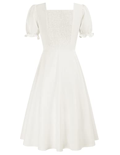 Belle Poque 1950s Vintage Dresses for Women Sleeveless White Flowy Dress with Sleeves, XL