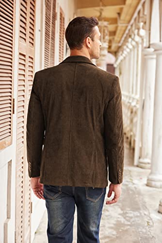 COOFANDY Mens Fashion Blazer Jacket 2-Button Corduroy Suit Jackets Casual Slim Fit Sport Coat Brown XL