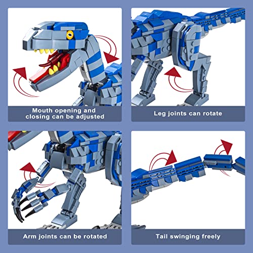 Dinosaur Building Toys, 649PCS Velociraptor Building Kit for 6-10 Boys, 15.1 Inches Big Creative Dinosaur Toy for 7-9 Year Old Boy Christmas Birthday Gift