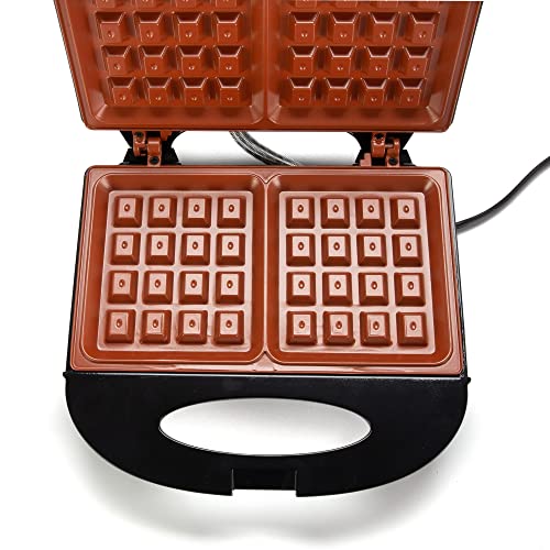 Zenith Electric Indoor Waffle Grill Maker with Zera Copper Non-Stick Grilling Plates, Countertop Bread Toaster Easy Storage & Clean, Perfect for Breakfast Grilled Cheese Egg & Steak, Black / Copper