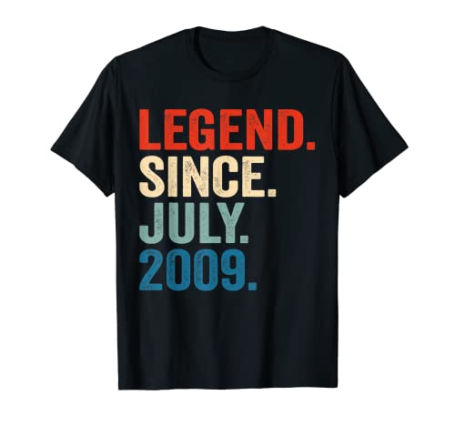 13 Years Old Gifts Legend Since July 2009 13th Birthday Boy T-Shirt