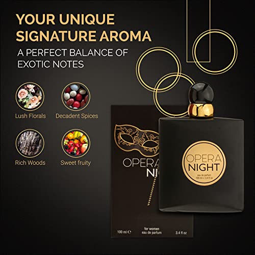 Opera Night Womens Perfume | Inspired by Opium Perfume for Women | Fragrance For women | Eau de Parfum | Natural Spray | Classic Warm Floral Scents of Clove And Lily of the Valley | 100 ML 3.4 Fl Oz
