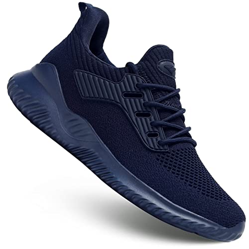 Mens Slip on Running Shoes Ultra Light Breathable Casual Walking Work Shoes Tennis Sneakers Mesh Gym Travel Sports Shoes Blue