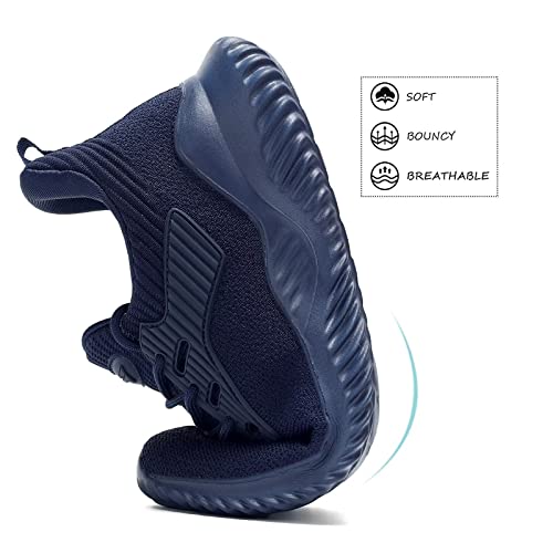 Mens Slip on Running Shoes Ultra Light Breathable Casual Walking Work Shoes Tennis Sneakers Mesh Gym Travel Sports Shoes Blue