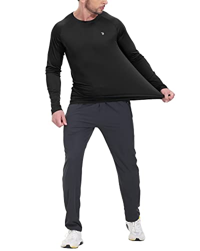 TBMPOY Men's Long Sleeve Rash Guard Shirts UPF 50+ Sun Protection Hiking Shirts Lightweight Outdoor Athletic Fishing Tops Black XL
