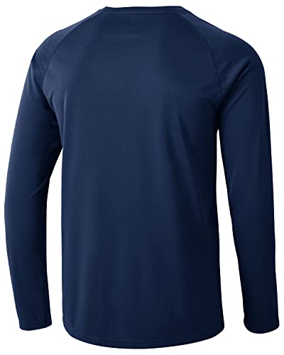 TBMPOY Men's Long Sleeve Rash Guard Shirts UPF 50+ Sun Protection Hiking Shirts Lightweight Outdoor Athletic Fishing Tops Navy XL
