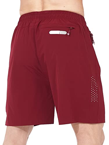 NORTHYARD Men's Athletic Hiking Shorts Quick Dry Workout Shorts 7" Lightweight Sports Gym Running Shorts Basketball Training WineRed M