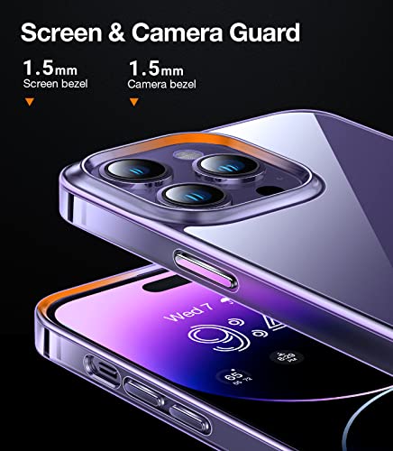 TORRAS Compatible for iPhone 14 Pro Max Case Clear with Stand, [10FT Military Grade Drop Tested] Protective Built-in Kickstand Cases for iPhone 14 Pro Max Phone Case MoonClimber, Deep Purple