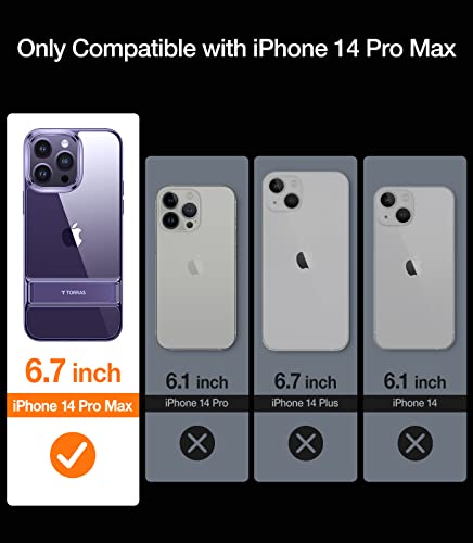 TORRAS Compatible for iPhone 14 Pro Max Case Clear with Stand, [10FT Military Grade Drop Tested] Protective Built-in Kickstand Cases for iPhone 14 Pro Max Phone Case MoonClimber, Deep Purple