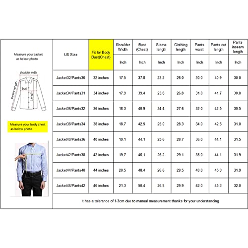 MOGU Mens 3 Piece Slim Fit Suit One Button Tuxedo Jacket Groomsmen Prom Formal Wedding Dress Blazer 38/ Pants 34 Light Blue