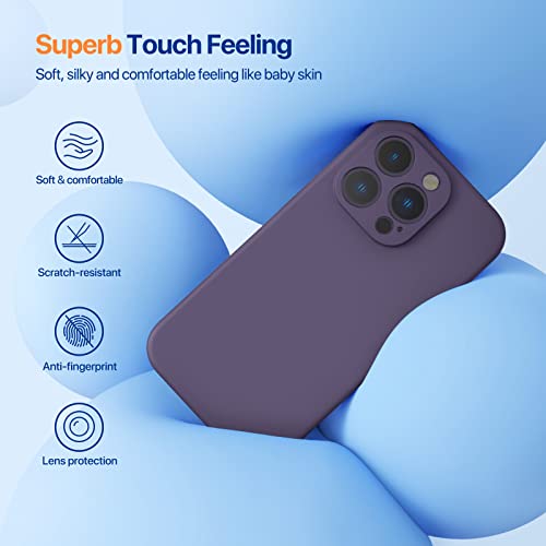 Miracase Designed for iPhone 14 Pro Max Case, with 2 Pack Screen Protectors,[Upgraded Enhanced Camera Protection],Shockproof Liquid Silicone Case with Microfiber Lining,6.7 inch(Dark Purple)