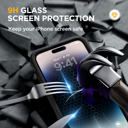 Miracase Glass Series Designed for iPhone 14 Pro Max Case 6.7 Inch, [2023 Upgrade] Full-Body Bumper Case with Built-in 9H Tempered Glass Screen Protector with 2 Pcs Camera Lens Protector, Noble Purple