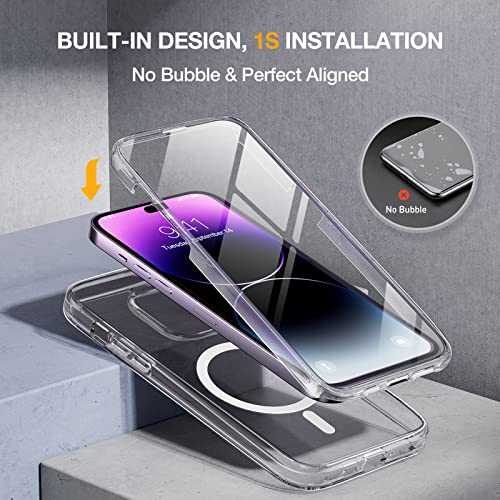 Miracase Glass Series Designed for iPhone 14 Pro Max Case 6.7 Inch, [2023 Upgrade] Full-Body Bumper Case with Built-in 9H Tempered Glass Screen Protector with 2 Pcs Camera Lens Protector, Noble Purple