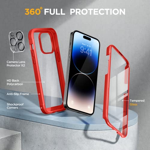 Miracase Glass Series Designed for iPhone 14 Pro Max Case 6.7 Inch, [2023 Upgrade] Full-Body Bumper Case with Built-in 9H Tempered Glass Screen Protector with 2 Pcs Camera Lens Protector, Noble Purple