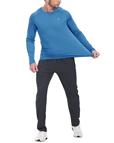 TBMPOY Men's Long Sleeve Rash Guard Shirts UPF 50+ Sun Protection Hiking Shirts Lightweight Outdoor Athletic Fishing Tops Medium Blue XL