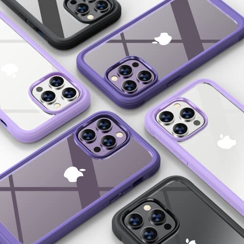 Diaclara Designed for iPhone 14 Pro Max Case 6.7’’, Full Body Rugged Case w/Built-in Touch Sensitive Anti-Scratch Screen Protector+2 Pack Camera Lens Protector, Bumper Case (Royal Purple)