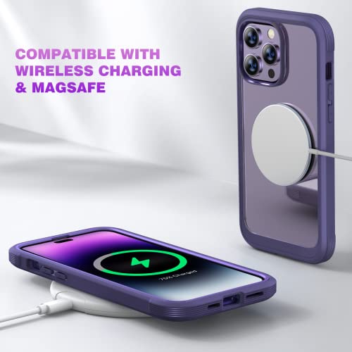 Diaclara Designed for iPhone 14 Pro Max Case 6.7’’, Full Body Rugged Case w/Built-in Touch Sensitive Anti-Scratch Screen Protector+2 Pack Camera Lens Protector, Bumper Case (Royal Purple)