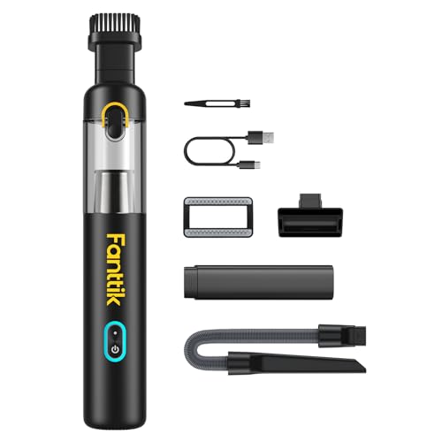 Fanttik Slim V8 Mate Cordless Car Vacuum Suction Power 12000Pa, Portable Mini Vacuum with Flexible Hose and Pet Brush, Type-C Charge, Portable Vacuum for Car, Office Desk, Keyboards, Black