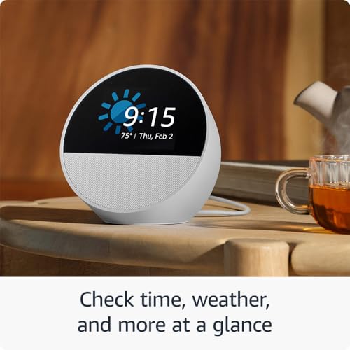 Amazon Echo Spot (2024) displaying a weather forecast.