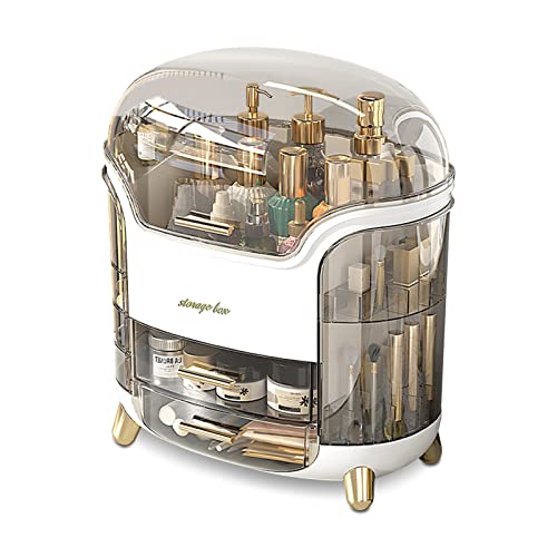 Ergocar Portable Light Luxury Series Multi-Function Make Up Case Dustproof Cosmetic Storage Box,Cosmetics Skin Care Products Jewelry Organizer Case Lipstick Box - White
