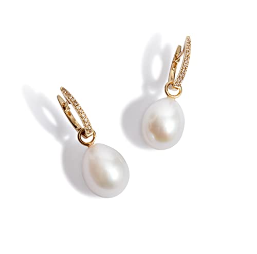 Classic Baroque White Freshwater Pearl Drop Earrings