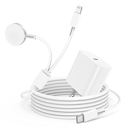 Upgraded USB C Apple Watch Charger, [MFi Certified] 2 in 1 Magnetic iWatch Fast Charging Cable Cord 6ft with 20W Type C Wall Plug Block for Apple Watch Series 8/7/SE/6/5/4/3/2/1/iPhone 14/13/12/11/XS