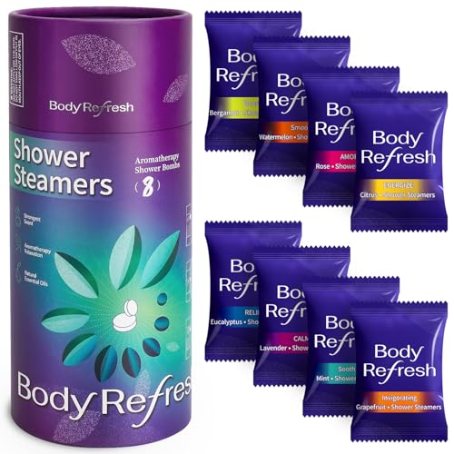 BodyRefresh Shower Steamers Aromatherapy - 8 Pack Shower Bombs with Essential Oils. Self Care Birthday Gifts for Women, Gifts for Women Men Mom, Valentines Day Gifts for Her Him