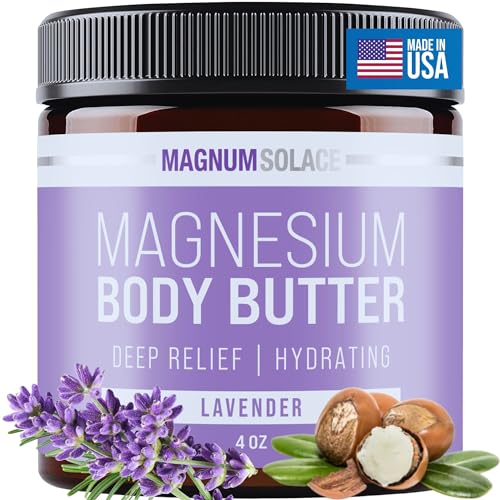 Close-up of magnesium body butter in a jar