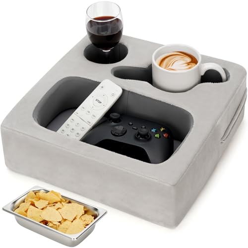 Couch Cup Holder, Couch Caddy, Couch Drink Holder, Bed Cup Tray, Sofa Cup Holder Remotes Holder for Cups, Headphones, Snacks and Phones, Use it on Car, Pack, Beach, RV, and More(Silvergrey)