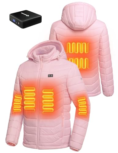 A person comfortably wearing the heated jacket outdoors during winter, with snow in the background.