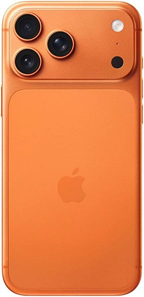 Front and back view of Apple iPhone 17 Pro Max 2TB Cosmic Orange US version unlocked renewed premium smartphone.