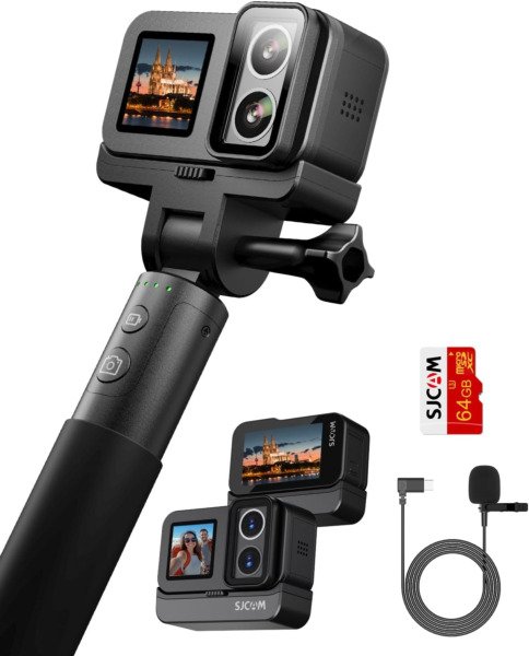 SJCAM SJ20 Action Camera,64GB+MIC Ultra Night Vision & True 4K,8H Power,4K Dual Lens,154° Wide-Angle FOV,Low-Light Motion,Super Stabilization,8X Zoom,30M for Snorkling,Surfing,Diving